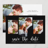 Elegant Black Photo Collage Save the Date Kaart (Voorkant / Achterkant)