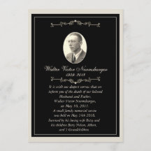 Elegant Black Photo Death Announcard