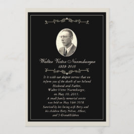 Elegant Black Photo Death Announcard Aankondiging