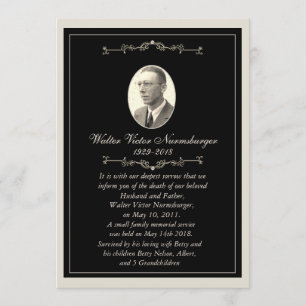 Elegant Black Photo Death Announcard Aankondiging