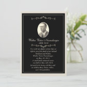 Elegant Black Photo Death Announcard Aankondiging (Staand voorkant)