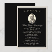 Elegant Black Photo Death Announcard Aankondiging (Voorkant / Achterkant)