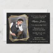 Elegant Black Photo Graduparty Kaart (Voorkant)