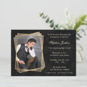 Elegant Black Photo Graduparty Kaart (Staand voorkant)