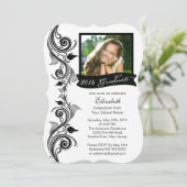 Elegant Black Photo Graduparty Uitnodiging (Staand voorkant)