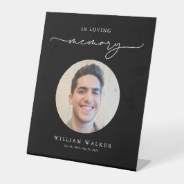Elegant Black Photo In Loving Memory Funeral  Reclamebord Met Voetstuk