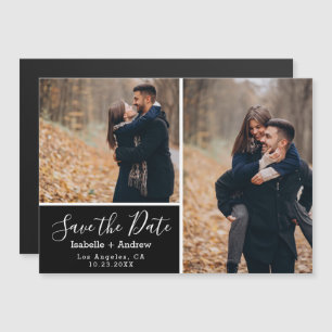 Elegant Black Photo Save the Date Magnetische Uitnodiging