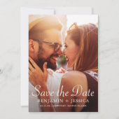 Elegant Black Photo Wedding Save the Date (Voorkant)