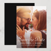 Elegant Black Photo Wedding Save the Date (Voorkant / Achterkant)