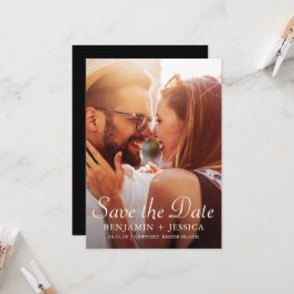 Elegant Black Photo Wedding Save the Date