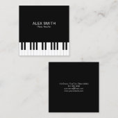 Elegant Black Piano Teacher Visitekaartje (Voorkant / Achterkant)