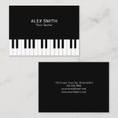 Elegant Black Piano Teacher Visitekaartje (Voorkant / Achterkant)
