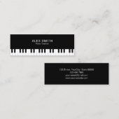 Elegant Black Piano Teacher Visitekaartje (Voorkant / Achterkant)
