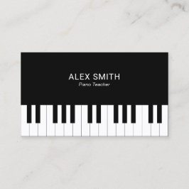Elegant Black Piano Teacher Visitekaartje