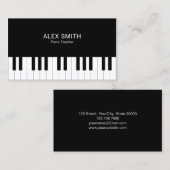 Elegant Black Piano Teacher Visitekaartje (Voorkant / Achterkant)