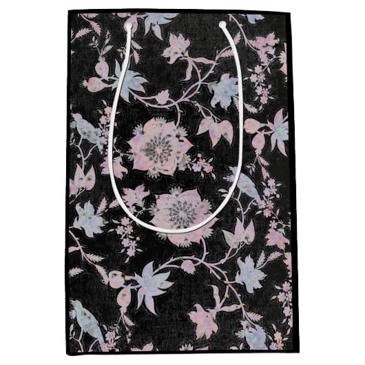 Elegant black, pink and blue, watercolours medium cadeauzakje (Voorkant)