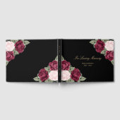 Elegant Black Pink Burgundy Floral Funeral Gastenboek (Volledig)