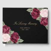 Elegant Black Pink Burgundy Floral Funeral Gastenboek (Voorkant)