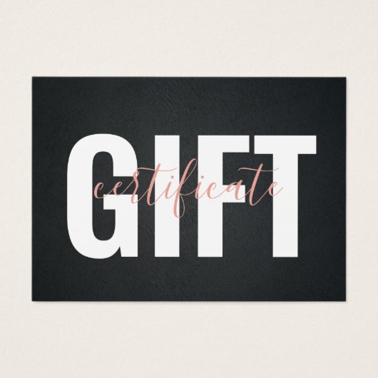 Elegant Black Pink Business Cadeaubon Visitekaartje (Voorkant)