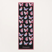 Elegant Black Pink Butterfly Pattern Zen Yoga Yogamat (Voorkant)