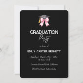 Elegant Black Pink Coquette Bow Graduation Kaart (Achterkant)