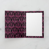 Elegant Black Pink Damask Diamond Bow Hartelijk da Bedankkaart (Binnen)