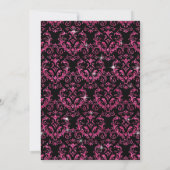 Elegant Black Pink Damask Sweet Sixteen Party Kaart (Achterkant)