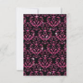 Elegant Black Pink Damask Sweet Sixteen Party RSVP (Achterkant)