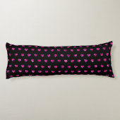 Elegant Black Pink Diamond Hearts Glam Bedding Lichaamskussen (Achterkant)