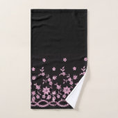ELEGANT BLACK PINK DIAMOND LACE BATHROOM TOWEL SET BAD HANDDOEK (Handdoek)