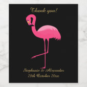 ELEGANT BLACK PINK FLAMINGO  WIJN ETIKET (Enkel label)