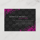 Elegant Black & Pink  Floral Damaskers Visitekaartje (Achterkant)