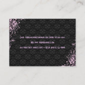 Elegant Black & Pink Floral Damaskers Visitekaartje (Achterkant)