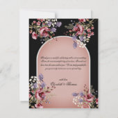 Elegant Black & Pink Floral Hartelijk dank Bedankkaart (Achterkant)