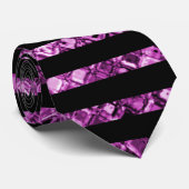 Elegant Black Pink Glitter Stripe Patroon Stropdas (Opgerold)