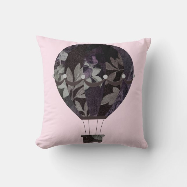 ELEGANT BLACK PINK HOT AIR BALLOON CUSHION KUSSEN (Voorkant)