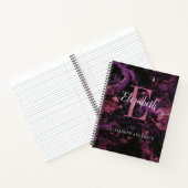 Elegant Black Pink Monogram Script Marble Notitieb Notitieboek (Binnen)
