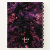 Elegant Black Pink Monogram Script Marble Notitieb Notitieboek (Achterkant)