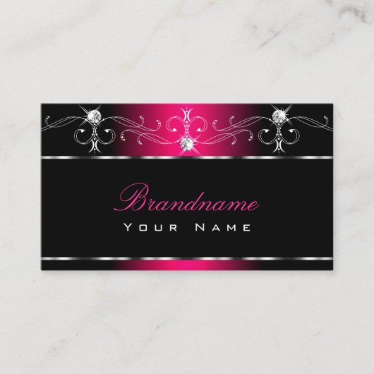 Elegant Black Pink  Ornamenten Sparkle Jewels Visitekaartje (Voorkant)