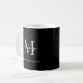 Elegant Black Pink Persoonlijke Monogram naam Koffiemok (Voorkant links)