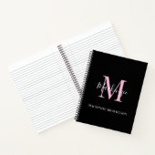 Elegant Black Pink Persoonlijke Monogram naam Notitieboek (Binnen)