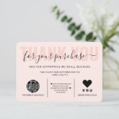 Elegant Black Pink Script Logo Klant Dank u Bedankkaart (Staand voorkant)