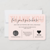 Elegant Black Pink Script Logo Klant Dank u Bedankkaart (Voorkant)