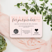 Elegant Black Pink Script Logo Klant Dank u Visitekaartje