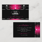 Elegant Black Pink  Sparkle Jewelen met Logo Visitekaartje (Voorkant / Achterkant)