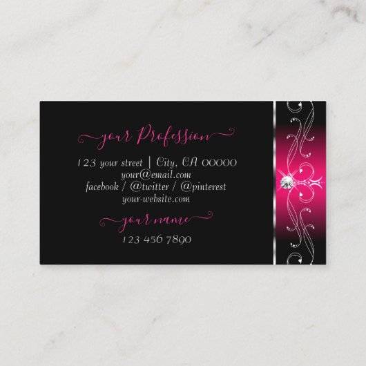 Elegant Black Pink  Sparkle Jewelen met Logo Visitekaartje (Achterkant)