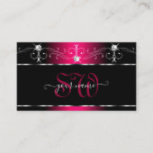 Elegant Black Pink  Sparkle Jewels Initialen Visitekaartje (Voorkant)