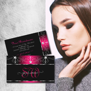 Elegant Black Pink Sparkle Jewels Initialen Visitekaartje