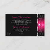 Elegant Black Pink  Sparkle Jewels Monogram Visitekaartje (Achterkant)