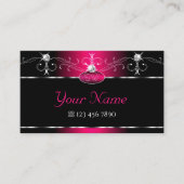 Elegant Black Pink  Sparkle Jewels Monogram Visitekaartje (Voorkant)